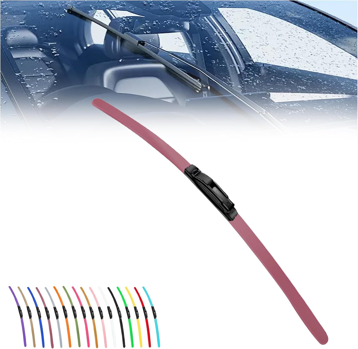 2025 New Colorful Boneless Silent Windshield Wipers  ,All Season Automotive Replacement Windshield Wipers Front Windshield Windshield Blade Window Wipers for Car